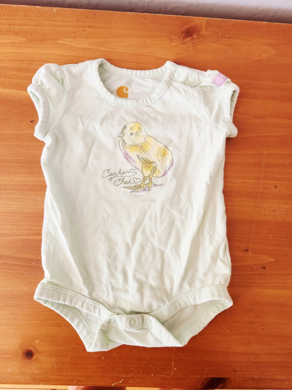 Carhartt 6 Month Mint Green Chick Graphic Onsie
